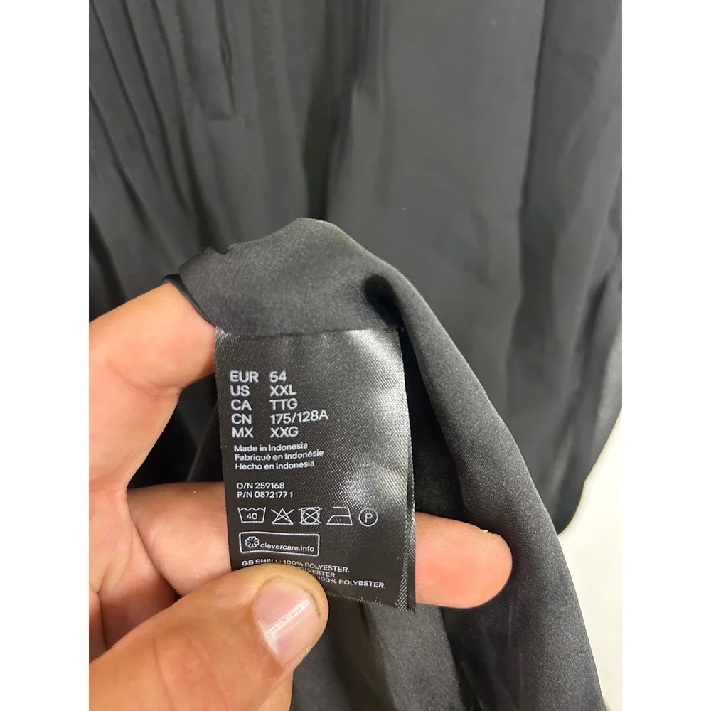 Dark Academia H&M Womens XXL Black‎ Pleated V-Neck Flutter Sleeve Tunic Dress